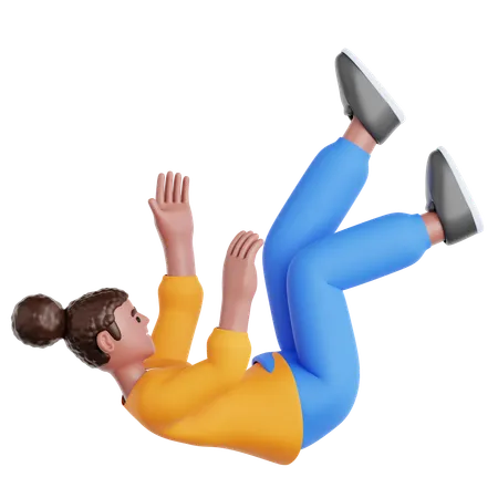 Woman Falling  3D Illustration