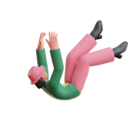 Woman Falling Down  3D Icon