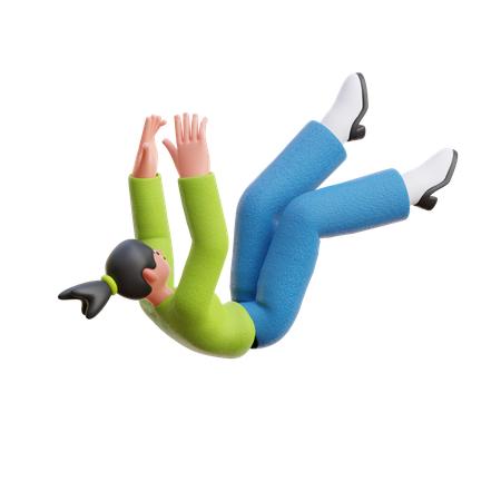 Woman Falling Down  3D Illustration