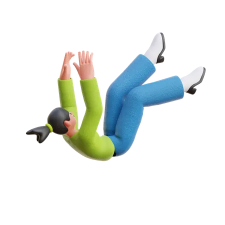 Woman Falling Down  3D Illustration