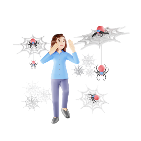 Woman Fear of Spider  3D Icon