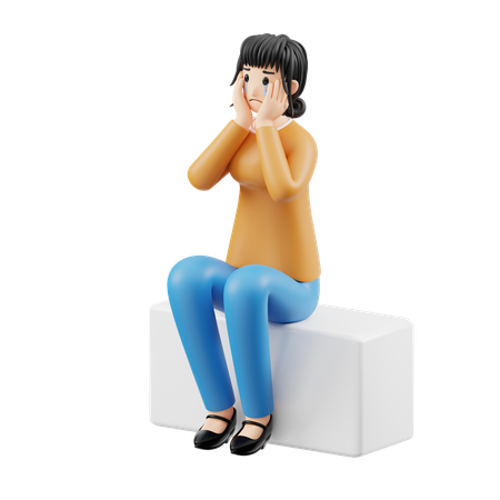 Woman Feeling Sad  3D Illustration