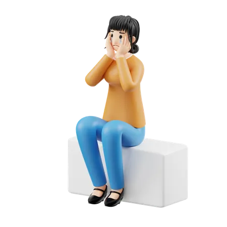 Woman Feeling Sad  3D Illustration