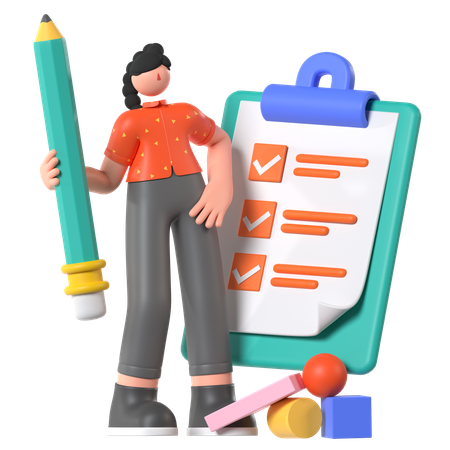 Woman Filling Survey  3D Icon