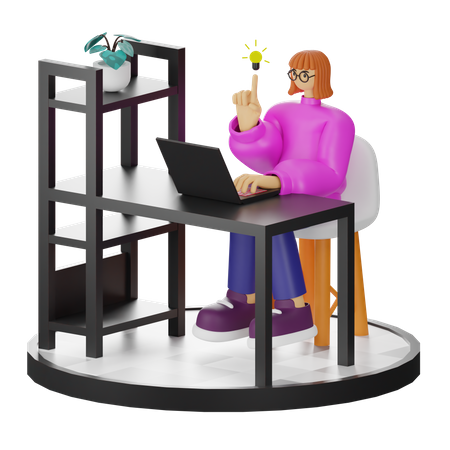 Woman Finding ideas  3D Illustration