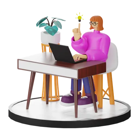 Woman finding working ideas  3D Illustration