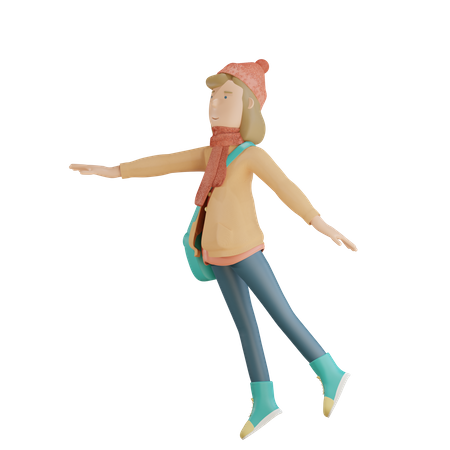 Woman Floating In Air  3D Icon