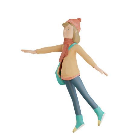 Woman Floating In Air 3D Illustration