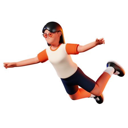 Woman Flying Pose  3D Icon