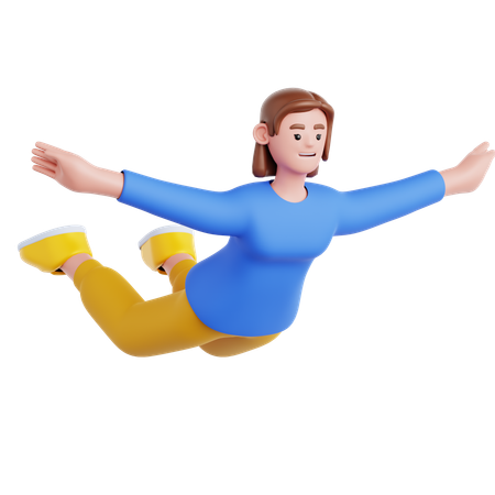 Woman Flying Pose  3D Illustration