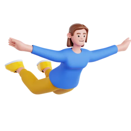 Woman Flying Pose  3D Illustration