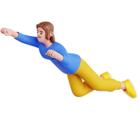 Woman Flying Pose  3D Illustration