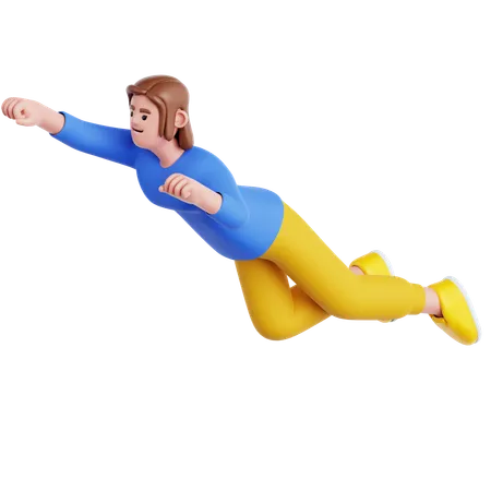 Woman Flying Pose  3D Illustration