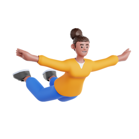 Woman Flying Pose  3D Illustration