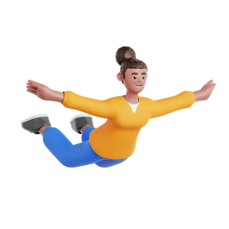 Woman Flying Pose  3D Illustration