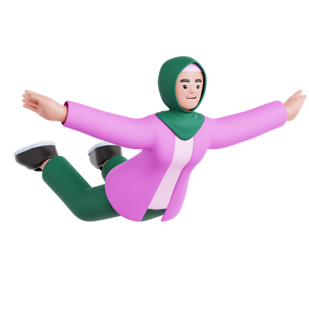 Woman Flying Pose  3D Illustration