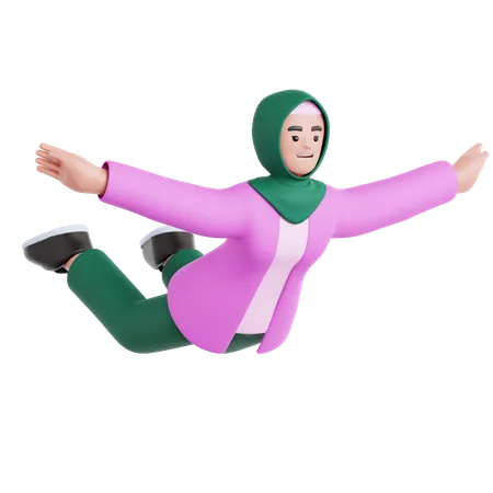 Woman Flying Pose  3D Illustration