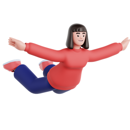 Woman Flying Pose  3D Illustration