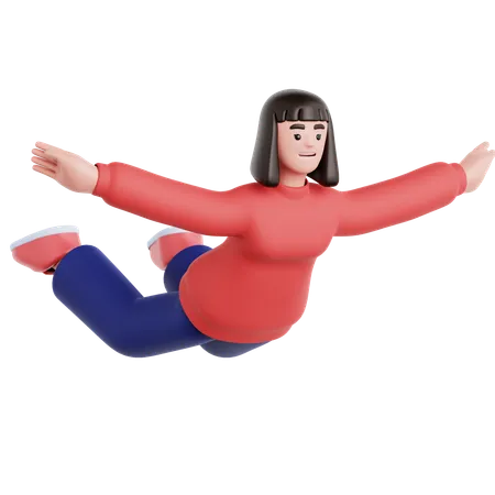 Woman Flying Pose  3D Illustration