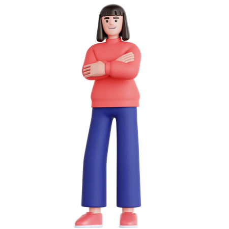 手を組んだ女性  3D Illustration