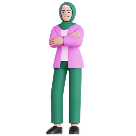 Woman Folded Hand  3D Illustration