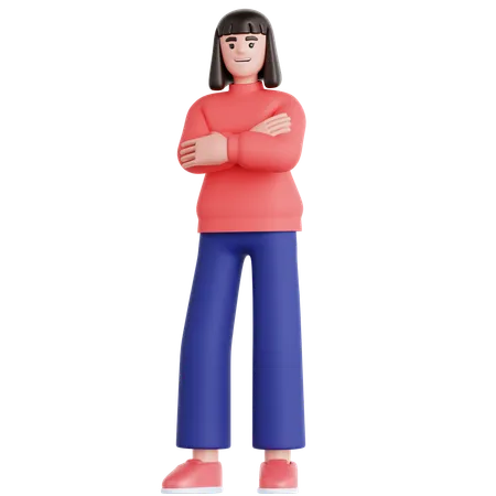 Woman Folded Hand  3D Illustration