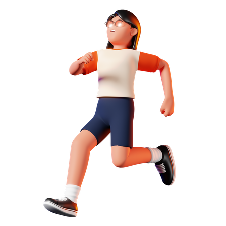 Woman Funny Running Pose  3D Illustration