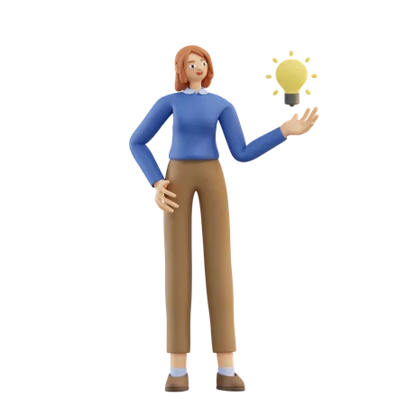 Woman Get An Idea  3D Illustration