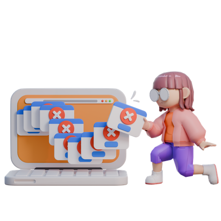 Woman Getting Fatal Error  3D Icon