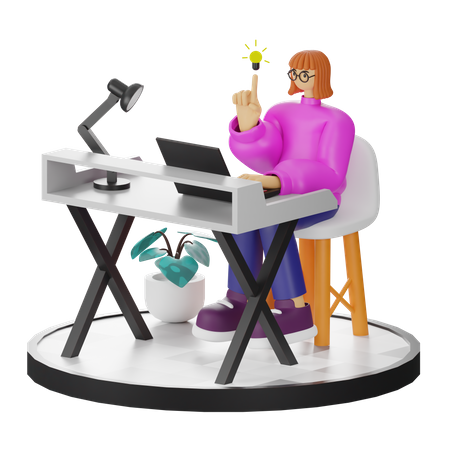 Woman getting ideas  3D Illustration