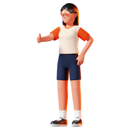 Woman Giving A Thumbs Up Pose  3D Icon