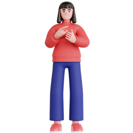 Woman Giving Applause  3D Icon