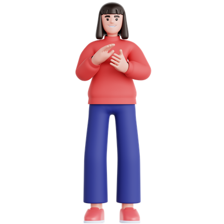 Woman Giving Applause  3D Illustration