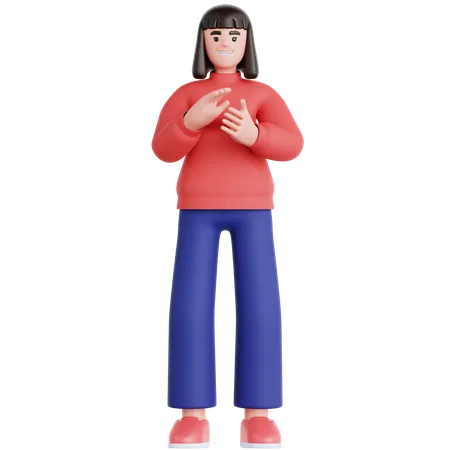 Woman Giving Applause  3D Illustration