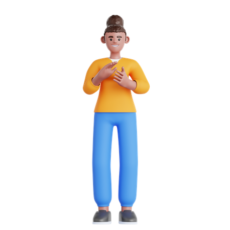 Woman Giving Applause  3D Illustration