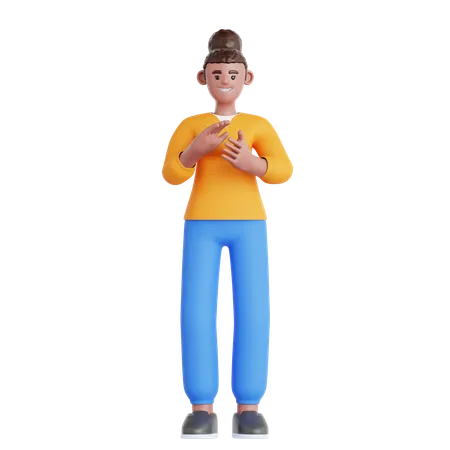 Woman Giving Applause  3D Illustration