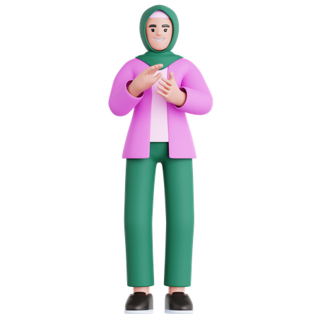 Woman Giving Applause  3D Illustration