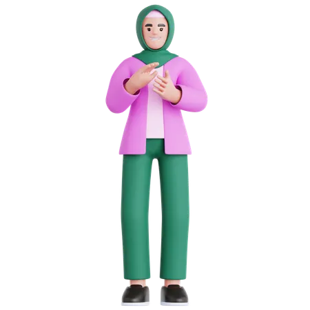 Woman Giving Applause  3D Illustration