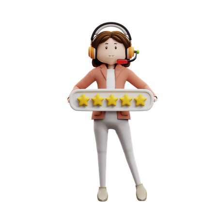 Woman Giving Five Stars  3D Illustration