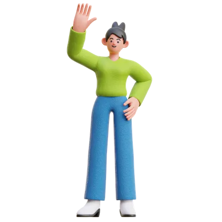 Woman Giving High Five  3D Illustration