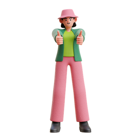 Woman giving likes with hands  3D Icon