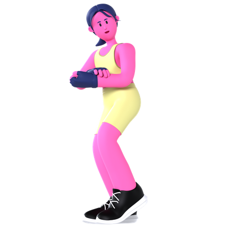 Woman giving Muscle pose  3D Illustration