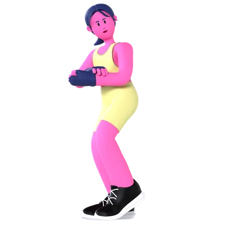 Woman giving Muscle pose  3D Illustration