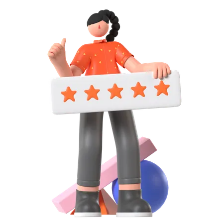 Woman Giving Rating  3D Illustration