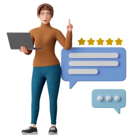 Woman giving review  3D Illustration