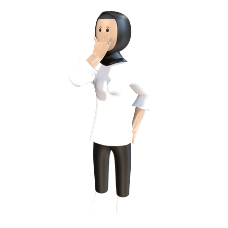 Woman Giving Thinking Pose  3D Illustration