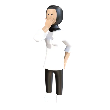 Woman Giving Thinking Pose  3D Illustration