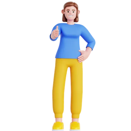 Woman Giving Thumbs Up  3D Illustration