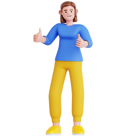 Woman giving Two Thumbs Up  3D Illustration