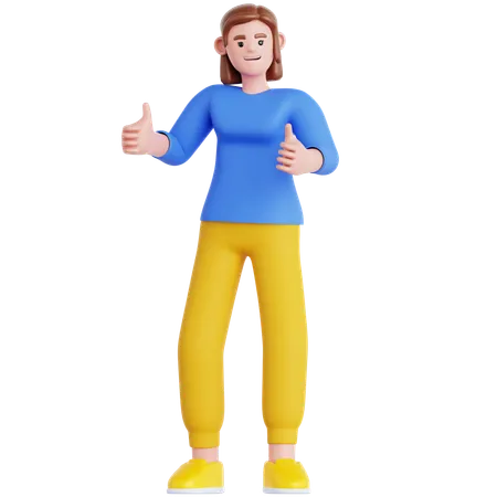 Woman giving Two Thumbs Up  3D Illustration